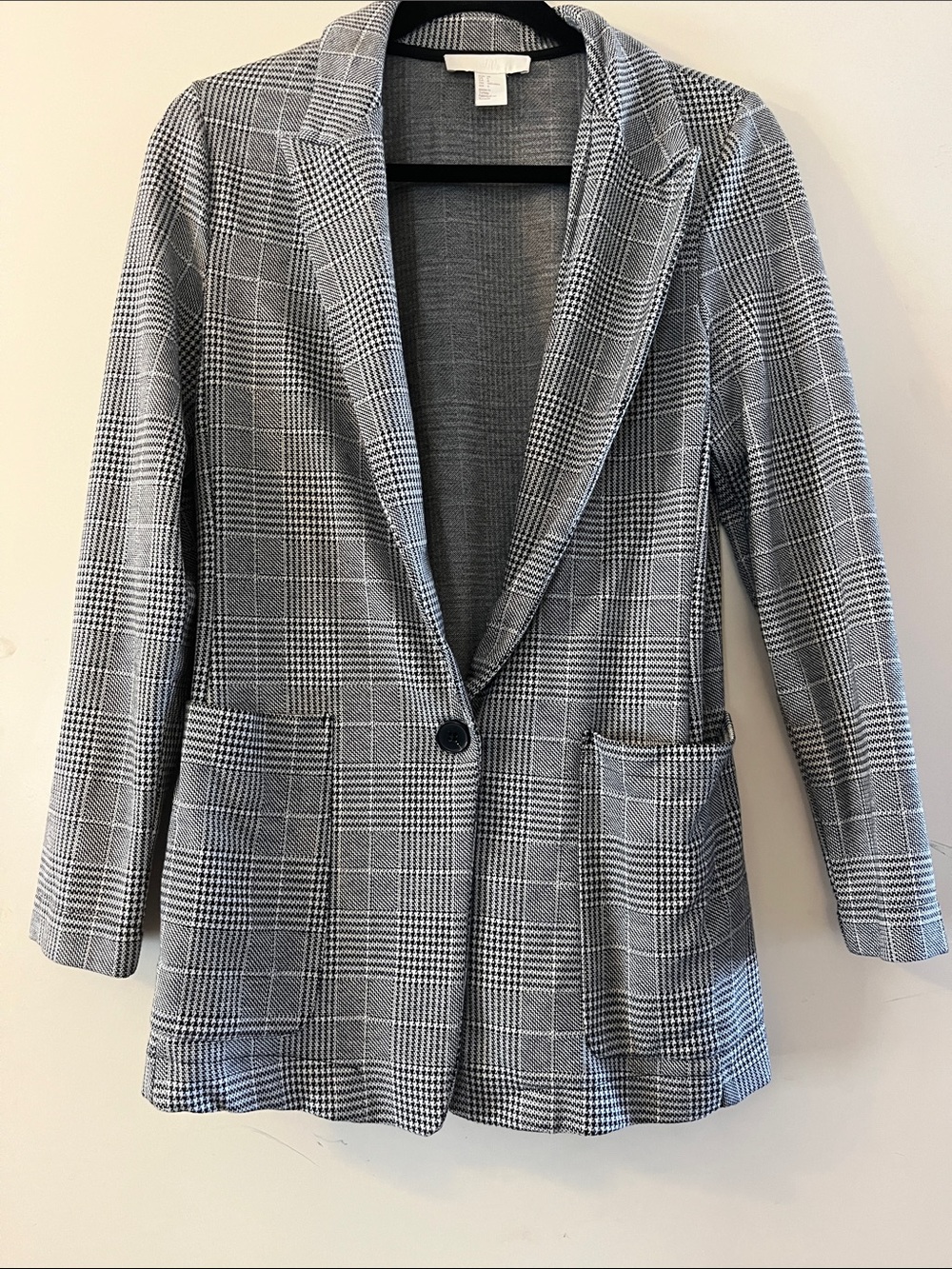 H&M Gray Glen Plaid Single-Button Blazer